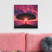 Türkis Sky Tree Sunset Canvas Print Leinwanddruck (Insitu (Wohnzimmer))