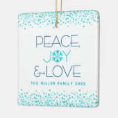 Türkis Snowflake Peace Joy Liebe Individuelle Name Keramikornament (Links)
