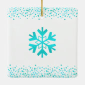 Türkis Snowflake Peace Joy Liebe Individuelle Name Keramikornament (Rückseite)