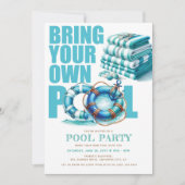 Türkis Sommer Party BYO Pool Wasserfarbe Einladung (Vorderseite)