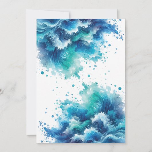 Türkis Sommer Party BYO Pool Wasserfarbe Einladung (Rückseite)