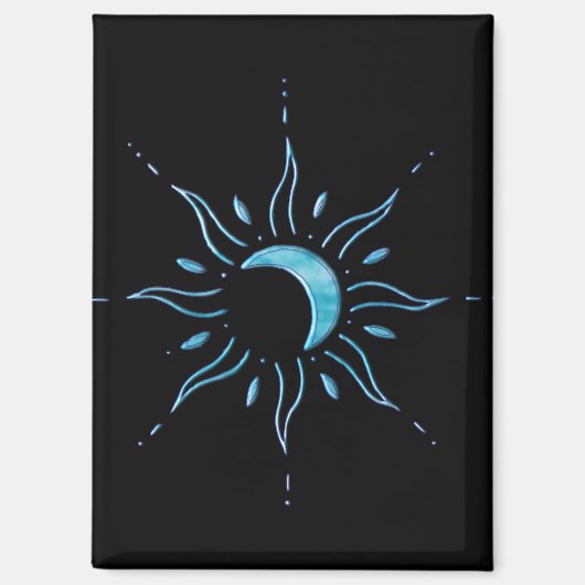 Türkis Sonne Magnet (Vorderseite)