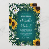 Türkis Sonnenblume Rustikale Hochzeitseinladungen Einladung (Vorne/Hinten)