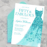 Türkis Sparkle Dress 50. Geburtstagsparty Einladung<br><div class="desc">Türkis Sparkle Dress 50. Geburtstagsparty 50 & fabelhafte Einladung Variationen zu der Einladung und passende Artikel in unserem Shop</div>