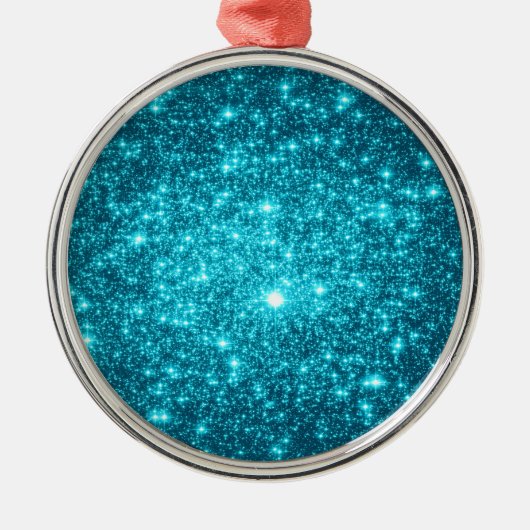 Türkis Sparkle Ornament Aus Metall (Vorne)