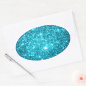 Türkis Sparkle Ovaler Aufkleber (Umschlag)