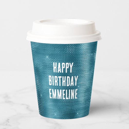 Türkis Sparkle Pappbecher (Vorderseite)