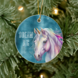 Türkis Sparkle Unicorn Name Keramik Ornament