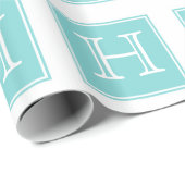Türkis Square Monogram Wrapping Paper Geschenkpapier (Rolleneckpunkt)