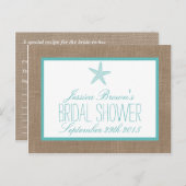 Türkis Starfish Beach Brautparty Rezept Card Einladungspostkarte (Vorne/Hinten)