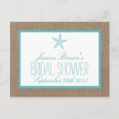 Türkis Starfish Beach Brautparty Rezept Card Einladungspostkarte (Vorderseite)