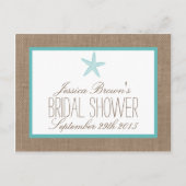 Türkis Starfish Beach Brautparty Rezept Card Einladungspostkarte (Vorderseite)