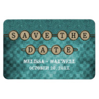 Türkis Steampunk-Tasten Save the Date Flexi-Magnet