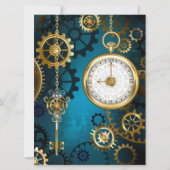 Türkis-Steampunkirche Hintergrund mit Gears Ankündigung (Vorderseite)