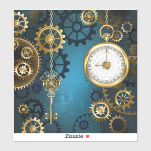 Türkis-Steampunkirche Hintergrund mit Gears Aufkleber