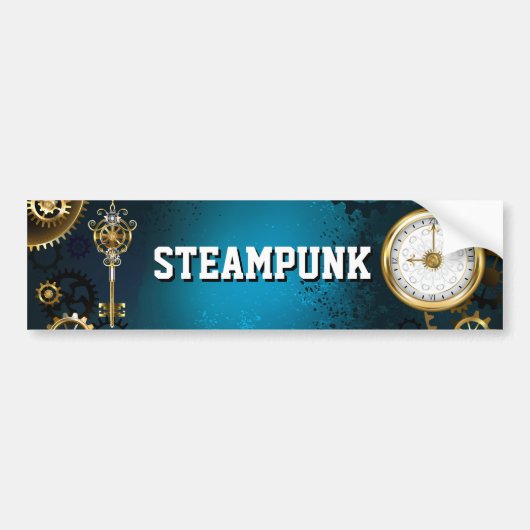 Türkis-Steampunkirche Hintergrund mit Gears Autoaufkleber (Vorne)