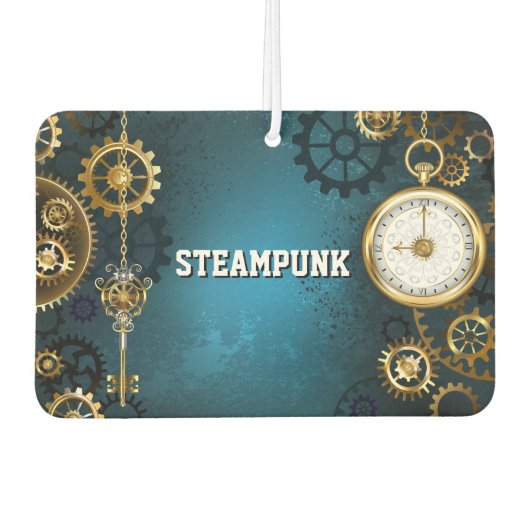 Türkis-Steampunkirche Hintergrund mit Gears Autolufterfrischer (Vorderseite)