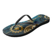 Türkis-Steampunkirche Hintergrund mit Gears Badesandalen (Schrägansicht)