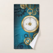 Türkis-Steampunkirche Hintergrund mit Gears Badhandtuch Set (Handtuch)