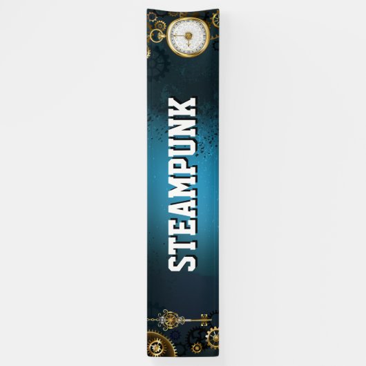 Türkis-Steampunkirche Hintergrund mit Gears Banner (Vertikal)