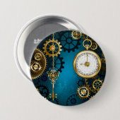 Türkis-Steampunkirche Hintergrund mit Gears Button (Vorne & Hinten)