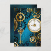 Türkis-Steampunkirche Hintergrund mit Gears Dankeskarte (Vorne/Hinten)
