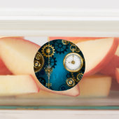 Türkis-Steampunkirche Hintergrund mit Gears Etiketten (Befestigt)