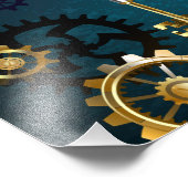 Türkis-Steampunkirche Hintergrund mit Gears Fotodruck (Ecke)