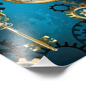 Türkis-Steampunkirche Hintergrund mit Gears Fotodruck (Ecke)