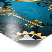 Türkis-Steampunkirche Hintergrund mit Gears Fotodruck (Ecke)