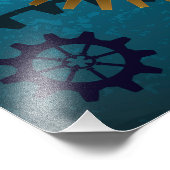 Türkis-Steampunkirche Hintergrund mit Gears Fotodruck (Ecke)