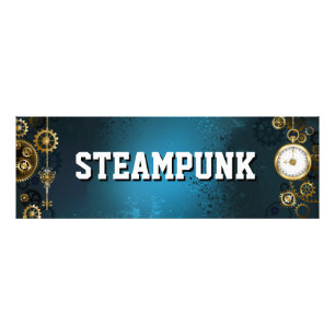 Türkis-Steampunkirche Hintergrund mit Gears Fotodruck