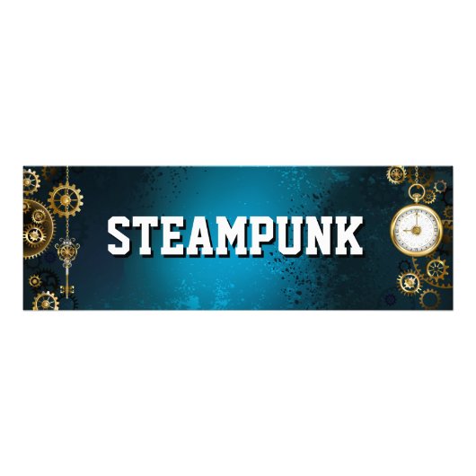 Türkis-Steampunkirche Hintergrund mit Gears Fotodruck (Vorne)
