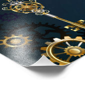 Türkis-Steampunkirche Hintergrund mit Gears Fotodruck (Ecke)