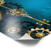 Türkis-Steampunkirche Hintergrund mit Gears Fotodruck (Ecke)