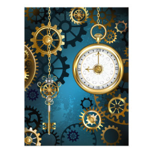 Türkis-Steampunkirche Hintergrund mit Gears Fotodruck