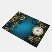 Türkis-Steampunkirche Hintergrund mit Gears Fußmatte (Schrägansicht)