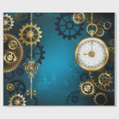 Türkis-Steampunkirche Hintergrund mit Gears Geschenkpapier (Flach)