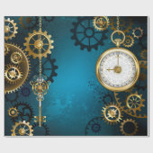 Türkis-Steampunkirche Hintergrund mit Gears Geschenkpapier (Flach)