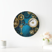 Türkis-Steampunkirche Hintergrund mit Gears Große Wanduhr (Zuhause)
