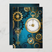 Türkis-Steampunkirche Hintergrund mit Gears Hinweiskarte (Vorne/Hinten)