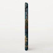 Türkis-Steampunkirche Hintergrund mit Gears iPhone Hülle (Linke Seite)