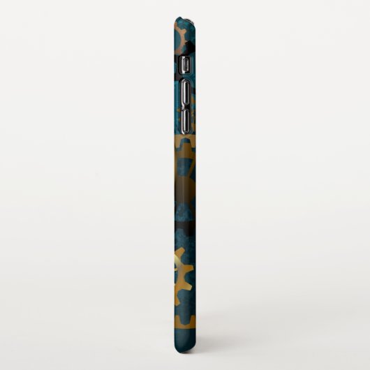 Türkis-Steampunkirche Hintergrund mit Gears iPhone Hülle (Linke Seite)