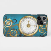 Türkis-Steampunkirche Hintergrund mit Gears iPhone Hülle (Rückseite (Horizontal))