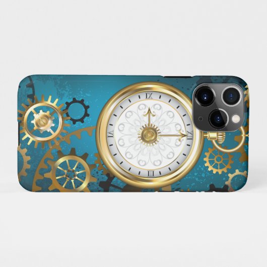 Türkis-Steampunkirche Hintergrund mit Gears iPhone Hülle (Rückseite (Horizontal))