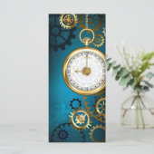 Türkis-Steampunkirche Hintergrund mit Gears Karte (Stehend Vorderseite)
