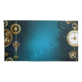 Türkis-Steampunkirche Hintergrund mit Gears Kissenbezug (Rückseite-Rechts)