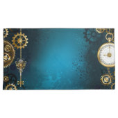 Türkis-Steampunkirche Hintergrund mit Gears Kissenbezug (Vorderseite-Rechts)