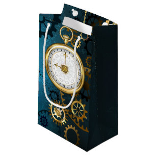 Türkis-Steampunkirche Hintergrund mit Gears Kleine Geschenktüte