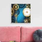Türkis-Steampunkirche Hintergrund mit Gears Leinwanddruck (Insitu (Wohnzimmer))